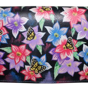 Black Flower/Butterfly Hand Painted Wallet