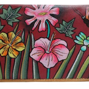 Red Flowers Hand Painted Wallet