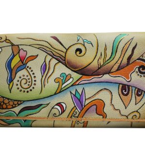 Tan Abstract Hand Painted Wallet