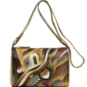 Brown Abstract Hand Painted Shoulder Bag