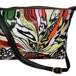 Black Abstract Hand Painted Cross-body Hand Bag
