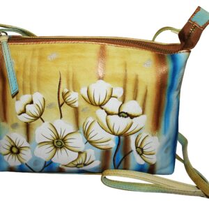 White Lillies Hand painted cross-body Hand bag