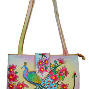 Peacock Flower Hand Painted Hand Bag