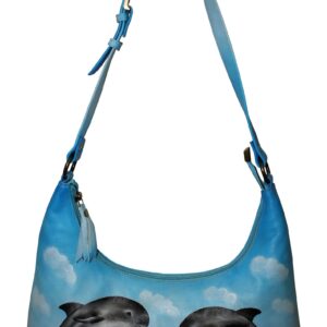 Two Dolphin Hand Painted Shoulder Bag