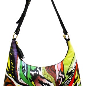 Black Abstract Hand Painted Shoulder Bag