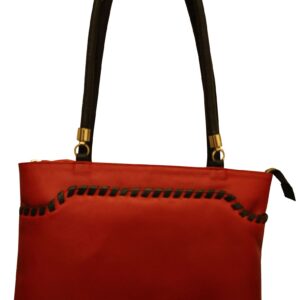 All Leather Black & Red Medium Hobo Shoulder Bag