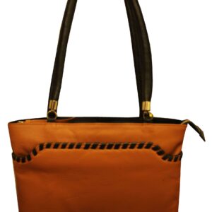 All Leather Black & Tan medium hobo shoulder bag