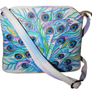 Peacock Feather Hand Painted Cross-body Shoulder Bag