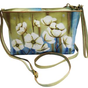 White Lilies Hand Painted Cross-body Shoulder Bag
