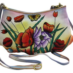 Red Purple Hand Painted Cross-body Shoulder/wristlet Bag