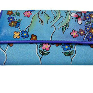 Blue Spring Flowers Hand Painted Walletsz