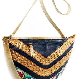 Blue Abstract Hand Painted Boat Shoulder Bag