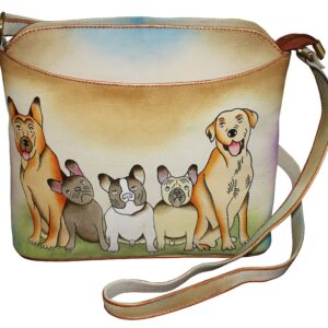 Five Dogs Hand Painted Shoulder Bag
