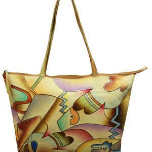 Canny Fantasy All Leather Hand Painted Tote Bag