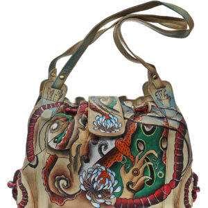 Abstract Hand Painted Multi-compartment Hand Bag