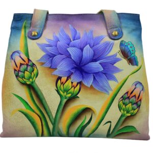 Dahlia Lavender Hand Painted Shoulder Bag