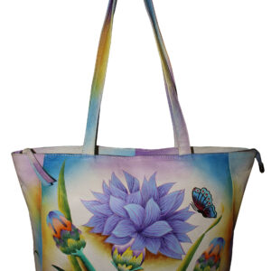 Dahlia Lavender Hand Painted Tote Bag