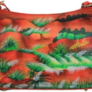 Red Grass Hand Painted Shoulder Bag