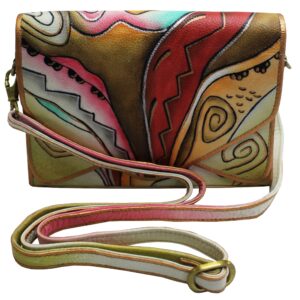 Whimsical Hand Painted Tri-flap Cross-body Bag