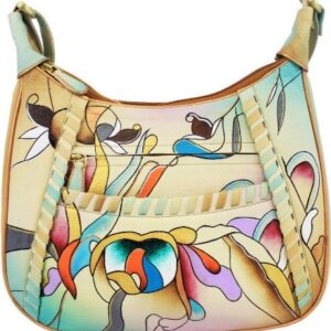 Green/Gold Abstract Hand Painted Shoulder Bag