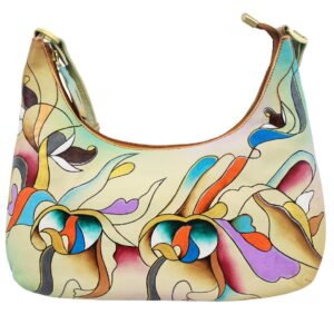 Green/Gold Abstract Hand Painted Shoulder Bag