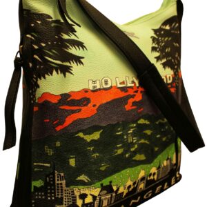 Hollywood all leather medium hand painted tote bag