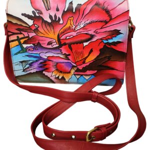 Alcoholic Art Hand Painted Large Organizer Cross-body Bag