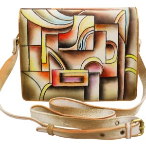 Geometrical Hand Painted Large Cross-body Organizer Bag
