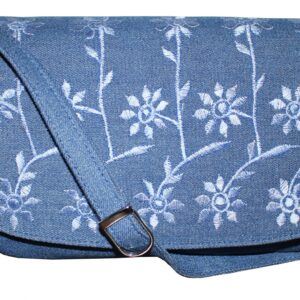 Blue Denim Embroidery Hand Bag