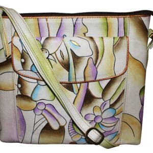 Jungle all leather hand painted medium cross-body