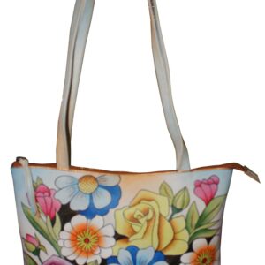 Flower all leather hand painted shoulder bag